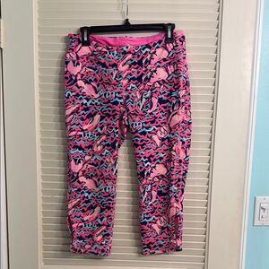 Lilly Pulitzer Luxletic Crop Lobstah Roll Pink Leggings Size Large